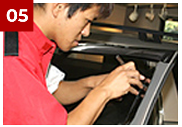 ドアガラスの型取り